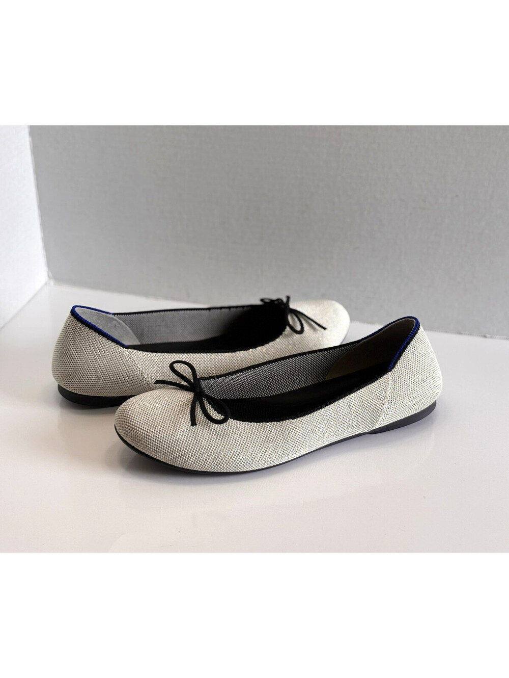 Rothy’s The Ballet Flat Diamond Metallic Silver Shimmer Knit Flats Women’s 10.5